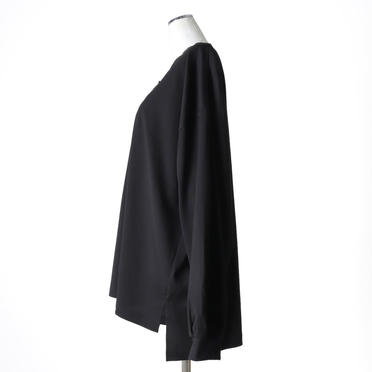 MIDIUMISOLID neck gather point long wide T　BLACK No.3