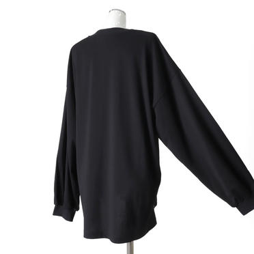 MIDIUMISOLID neck gather point long wide T　BLACK No.6