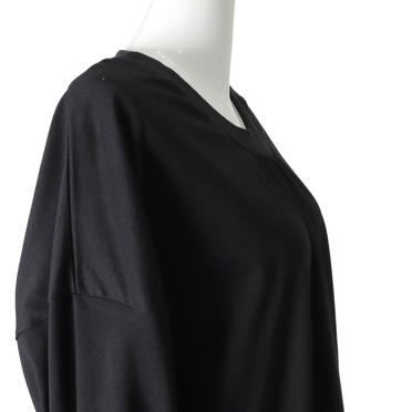 MIDIUMISOLID neck gather point long wide T　BLACK No.8