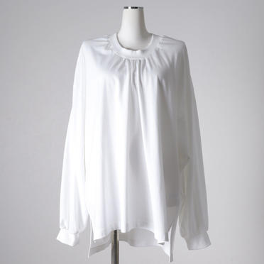 MIDIUMISOLID neck gather point long wide T　WHITE No.1
