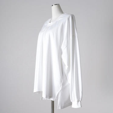 MIDIUMISOLID neck gather point long wide T　WHITE No.2