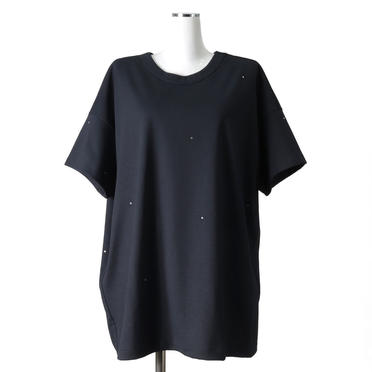 wide c/neck T with Swarovski　BLACK No.1