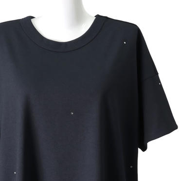 wide c/neck T with Swarovski　BLACK No.7