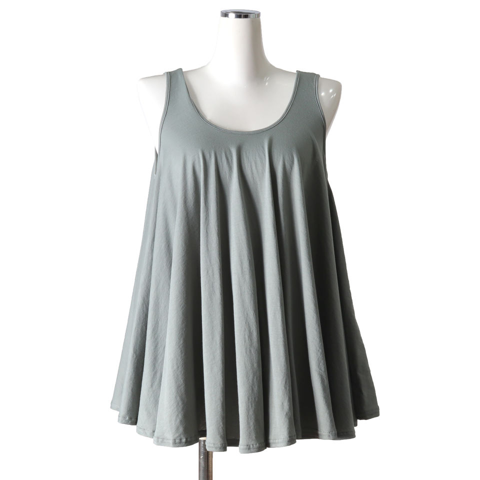 crew neck flare tank top　BLUE GRAY