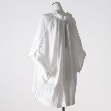 dobby stand collar gather neck wide shirt　OFF WHITE No.4