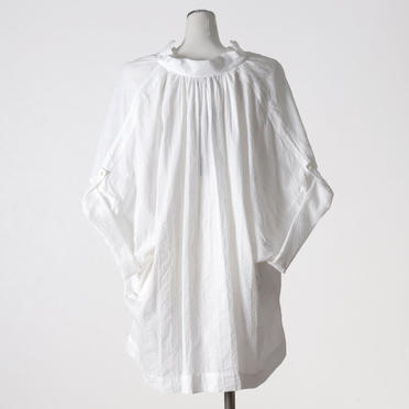dobby stand collar gather neck wide shirt　OFF WHITE No.5