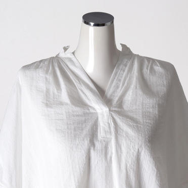 dobby stand collar gather neck wide shirt　OFF WHITE No.7