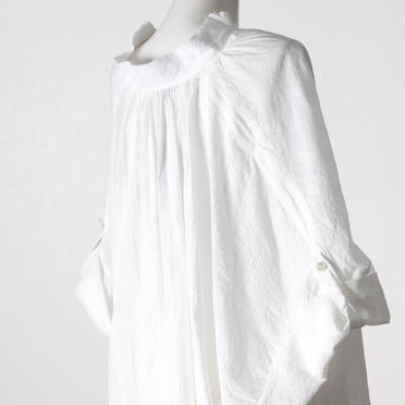 dobby stand collar gather neck wide shirt　OFF WHITE No.8