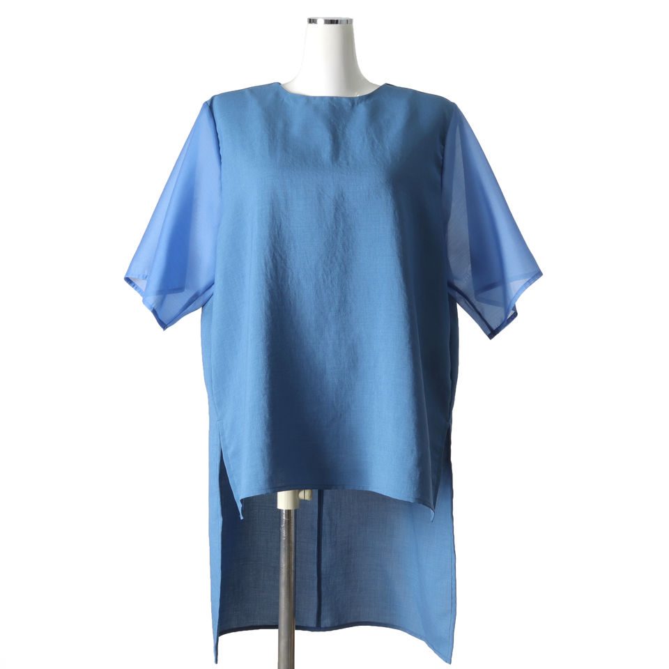 MIDIUMISOLID organdy slv wide tunic　BLUE