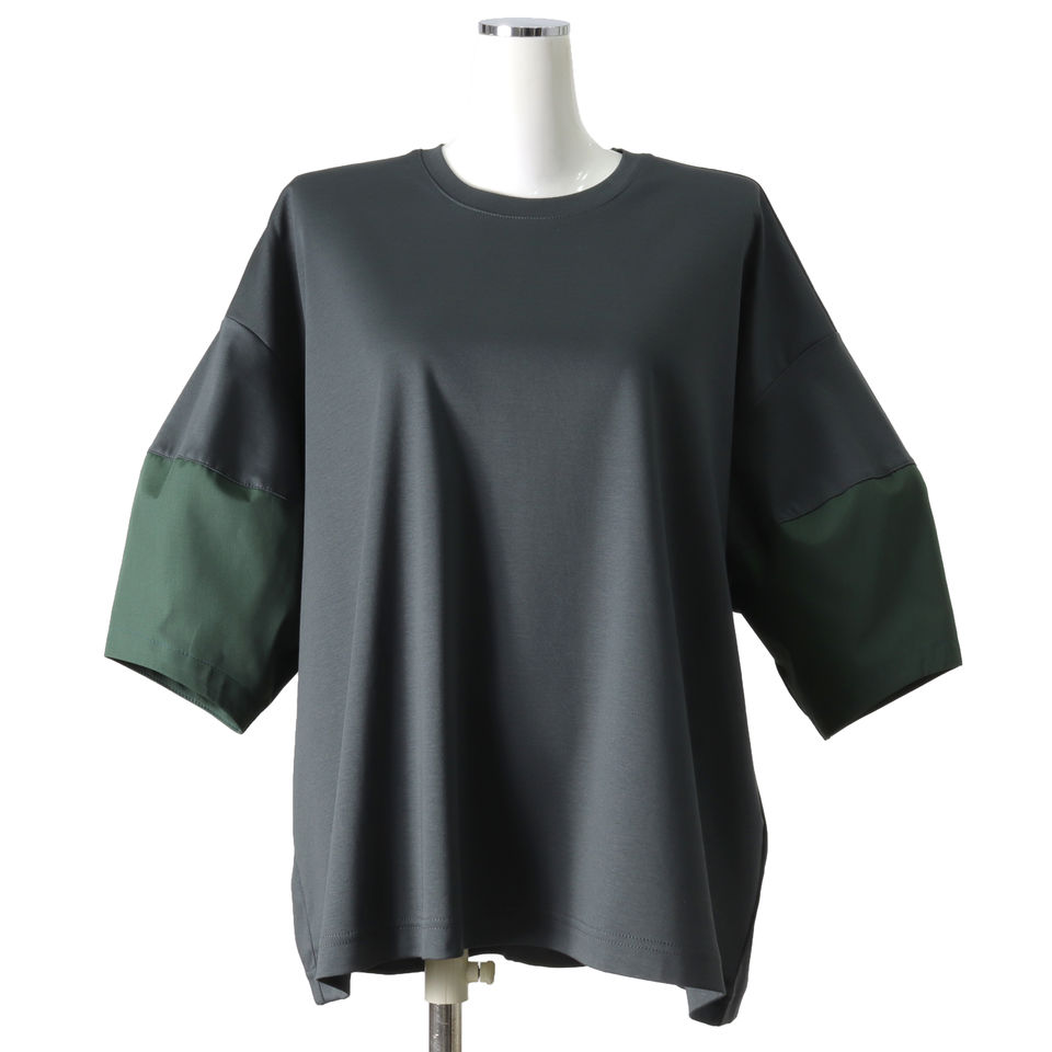 MIDIUMISOLID crew neck cocoon slv P/O　GREEN