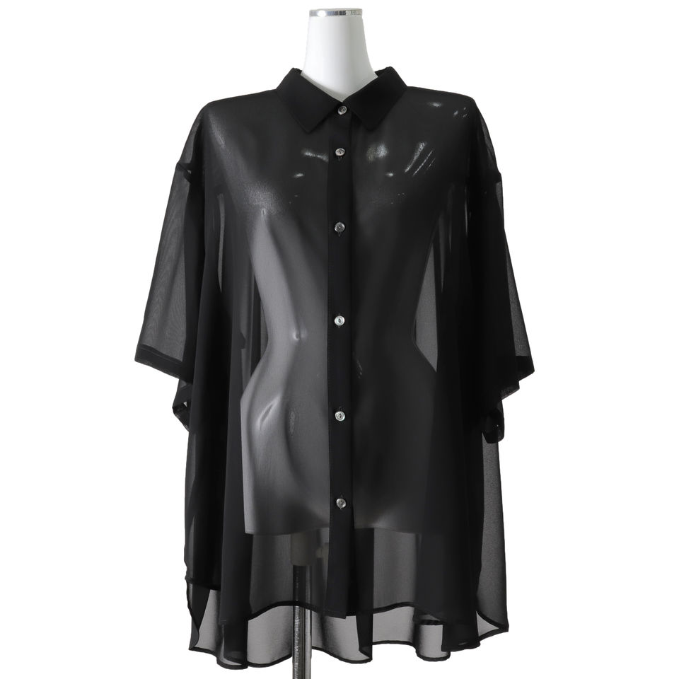 MIDIUMISOLID back gather wide shirt　BLACK