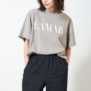 "LAMAR"ロゴヘムラウンドラグランT-shirts　GREIGE No.7