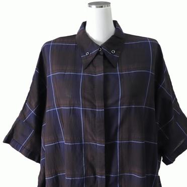 MIDIUMISOLID gradation dyed check shirt OP　NAVY No.7