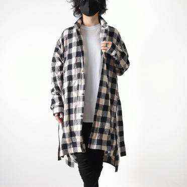 Long Check Shirts　BK×WH No.25