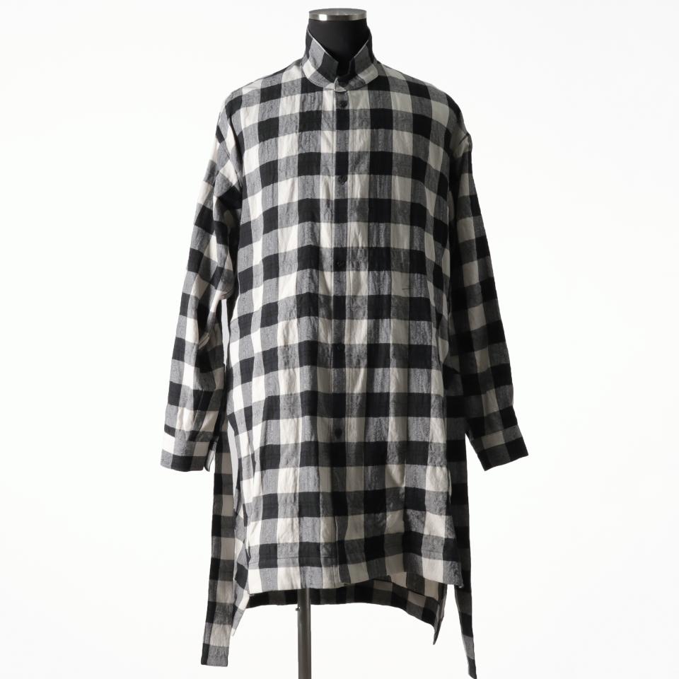 Long Check Shirts　BK×WH