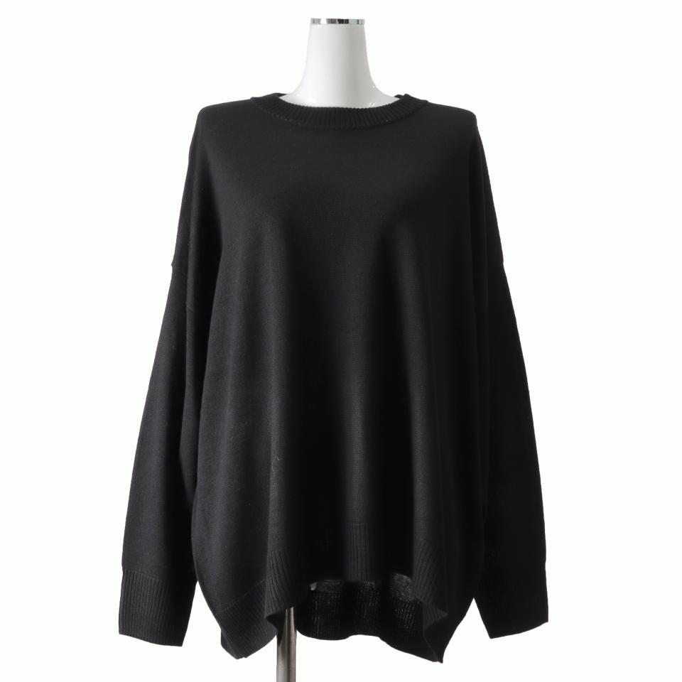 MIDIUMISOLID crew neck P/O　BLACK