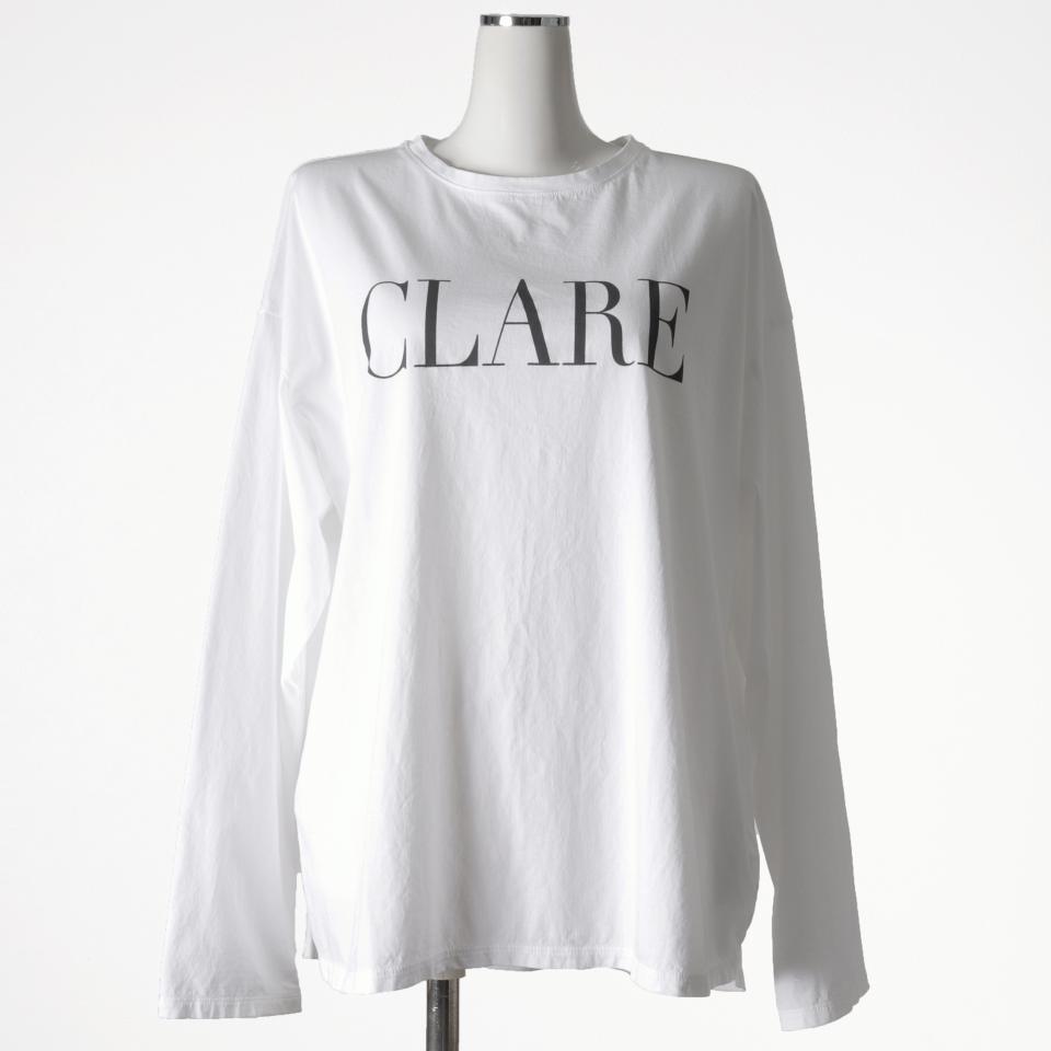 "CLARE"ロゴロングスリーブT-shirts　WHITE