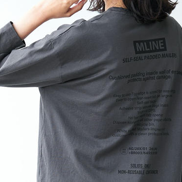 "MLINE"バックロゴプリントロングスリーブT-shirts　CHARCOAL No.9