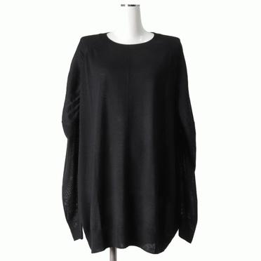 crew neck gather shoulder tunic　BLACK No.1