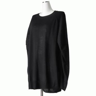 crew neck gather shoulder tunic　BLACK No.2