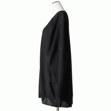 crew neck gather shoulder tunic　BLACK No.3