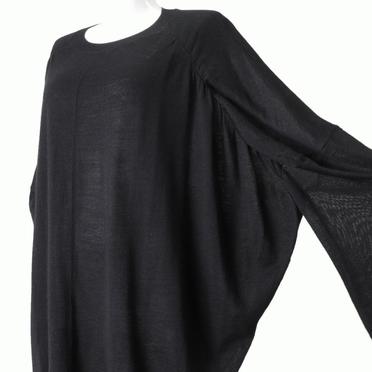 crew neck gather shoulder tunic　BLACK No.8