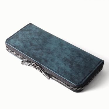 round zip long wallet　Italian Pullup NAVY No.1