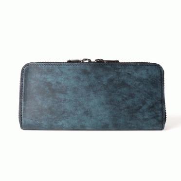 round zip long wallet　Italian Pullup NAVY No.3