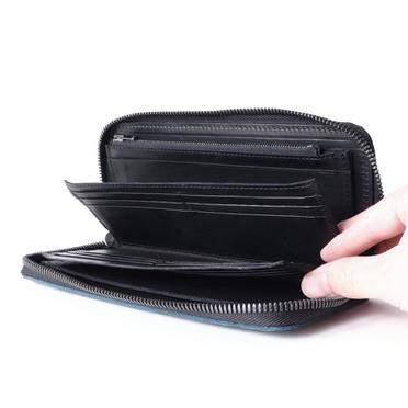 round zip long wallet　Italian Pullup NAVY No.5