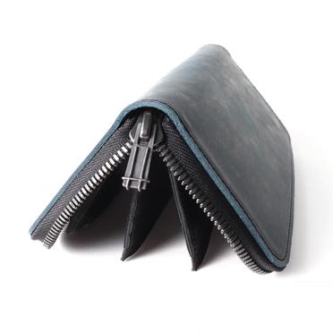 round zip long wallet　Italian Pullup NAVY No.8