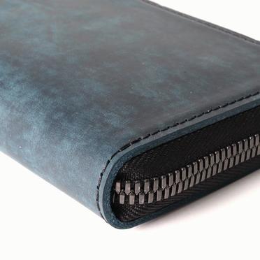 round zip long wallet　Italian Pullup NAVY No.9