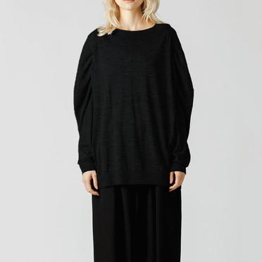 crew neck gather shoulder tunic　BLACK No.11