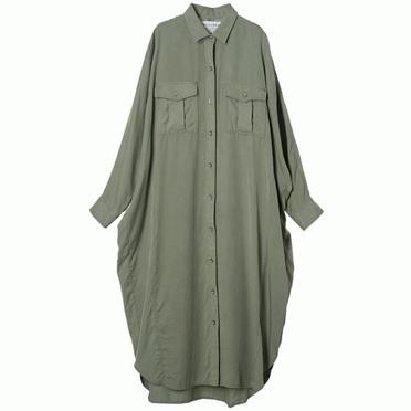 リヨセルデニム・ツイルドルマンシャツワンピース　KHAKI No.1