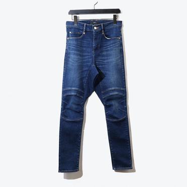 USED加工ハイブリッドストレッチデニムサルエルライダースPT　INDIGO No.1