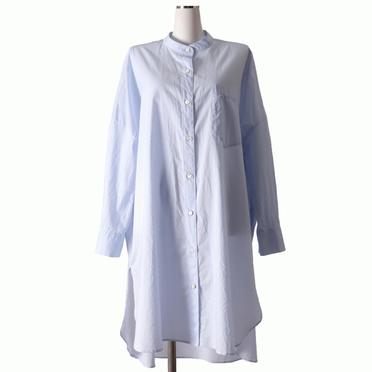 stand collar long shirt　L.BLUE No.1