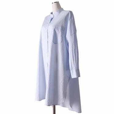 stand collar long shirt　L.BLUE No.2