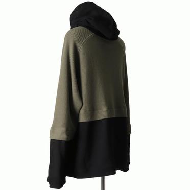 Knit Combi Big Hoodie Zip　BK×KH No.4