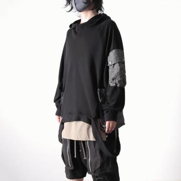 Combi Hoodie Top　BK×MIX No.16