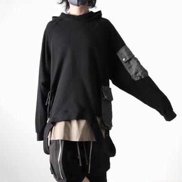 Combi Hoodie Top　BK×MIX No.21