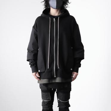 Combi Layered Zip Hoodie　BLACK No.15