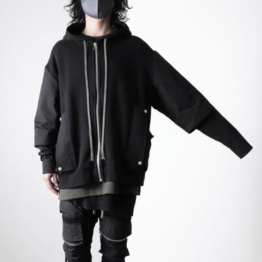 Combi Layered Zip Hoodie　BLACK No.22