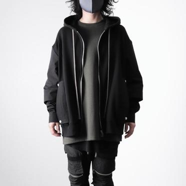 Combi Layered Zip Hoodie　BLACK No.23