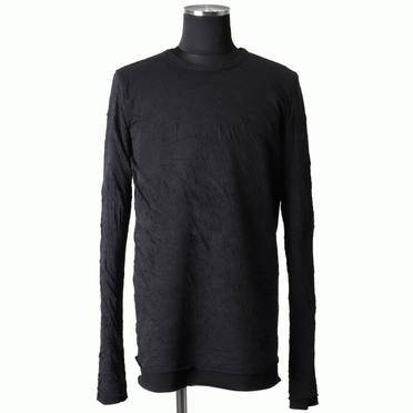 Gauze Washer Crew Neck Layered Bomber Heat Top　BLACK No.1