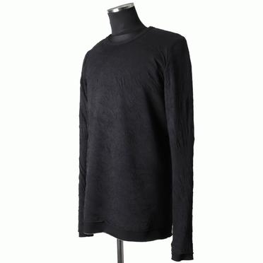 Gauze Washer Crew Neck Layered Bomber Heat Top　BLACK No.2