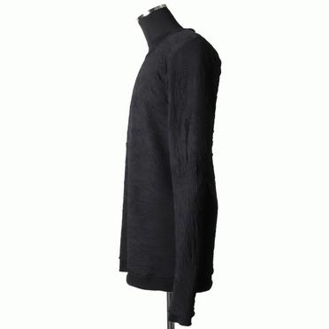 Gauze Washer Crew Neck Layered Bomber Heat Top　BLACK No.3