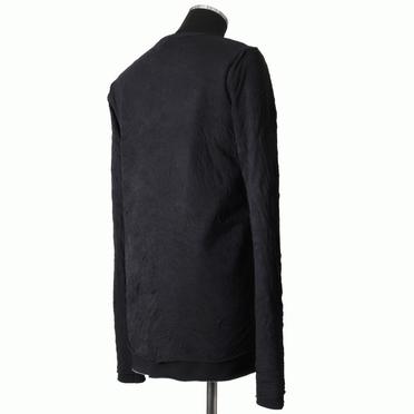 Gauze Washer Crew Neck Layered Bomber Heat Top　BLACK No.6