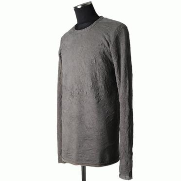 Gauze Washer Crew Neck Layered Bomber Heat Top　GREY No.2