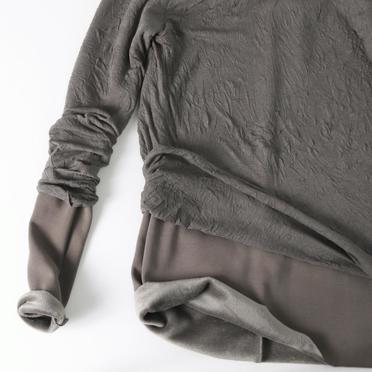 Gauze Washer Crew Neck Layered Bomber Heat Top　GREY No.10