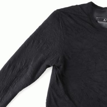 Gauze Washer Crew Neck Layered Bomber Heat Top　BLACK No.8