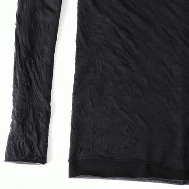 Gauze Washer Crew Neck Layered Bomber Heat Top　BLACK No.9